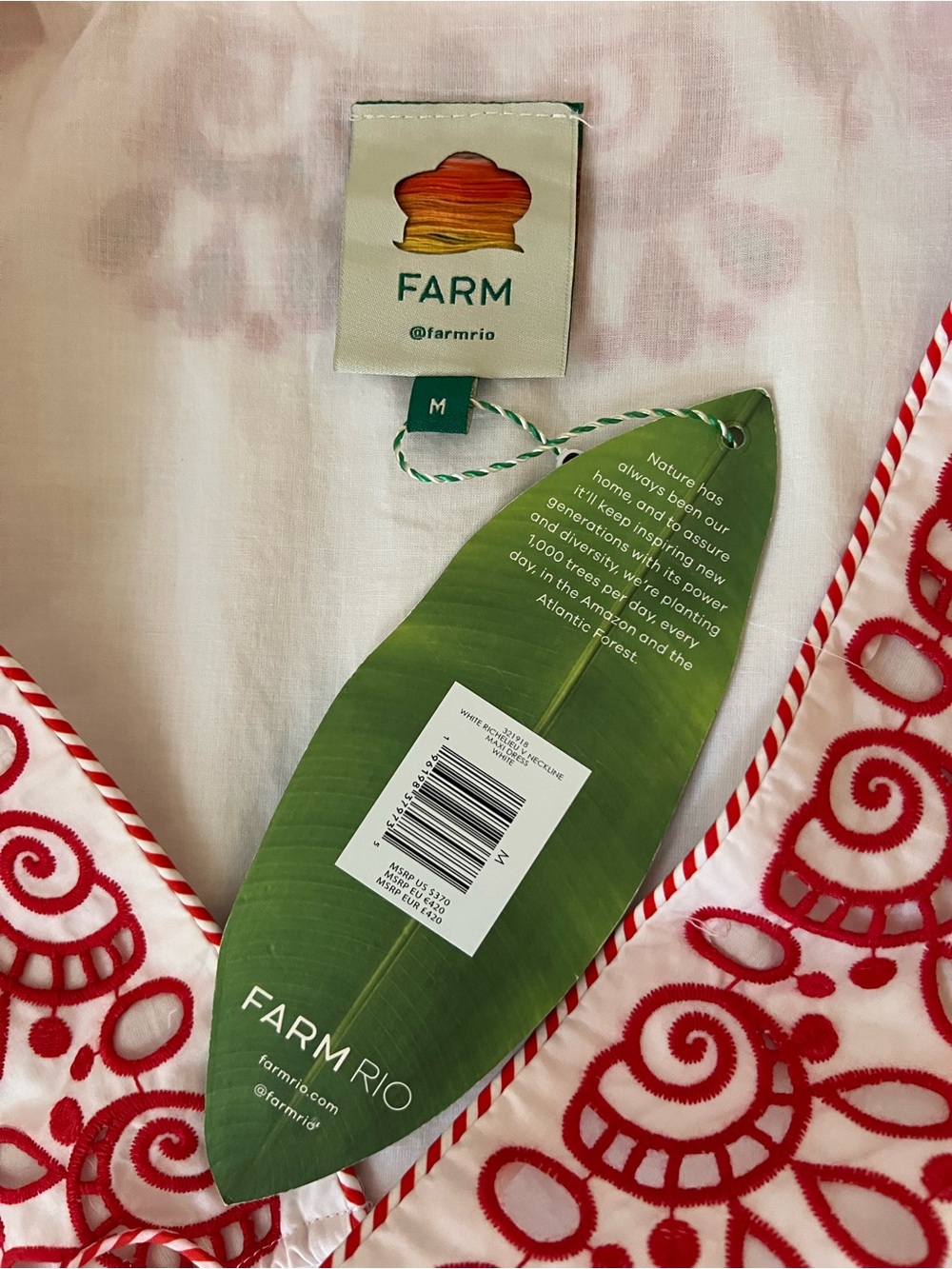 FARM Rio White Richelieu Red Embroidery Maxi Dress M - Picture 8 of 16